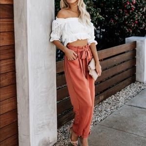 VICI cynthia white eyelet crop top